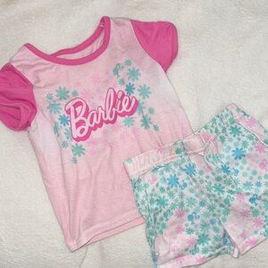 Barbie Floral Pink and White Pajama Set